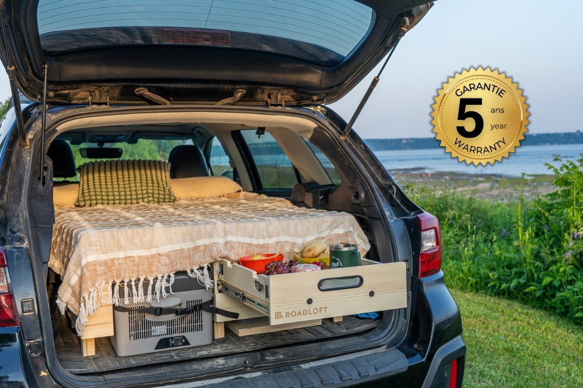 Hatchback car camper conversion by Roadloft