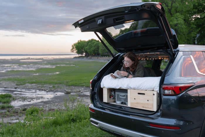 Roadloft SUV kit in solo mode, offering a compact and functional setup for solo travelers.