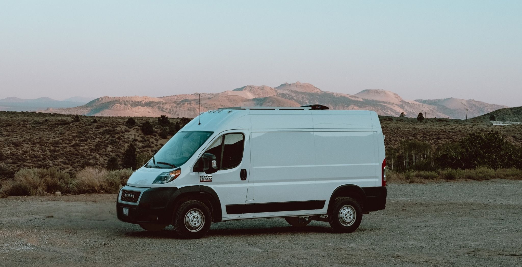 White RAM ProMaster Campervan Outside